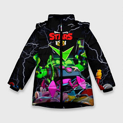 Куртка зимняя для девочки Brawl Stars Virus 8-Bit, цвет: 3D-черный