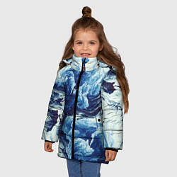 Куртка зимняя для девочки Абстракция смешивание разводы, цвет: 3D-черный — фото 2