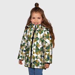 Куртка зимняя для девочки Хипстерские треугольники, цвет: 3D-черный — фото 2