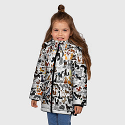 Куртка зимняя для девочки Котики, цвет: 3D-черный — фото 2