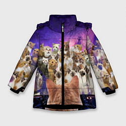 Куртка зимняя для девочки КОТ DJ, цвет: 3D-черный