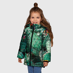 Куртка зимняя для девочки Кактусы с цветами реализм, цвет: 3D-черный — фото 2