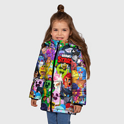 Куртка зимняя для девочки BRAWL STARS ВСЕ БРАВЛЕРЫ, цвет: 3D-светло-серый — фото 2