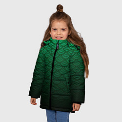 Куртка зимняя для девочки Узор зеленая чешуя дракон, цвет: 3D-красный — фото 2