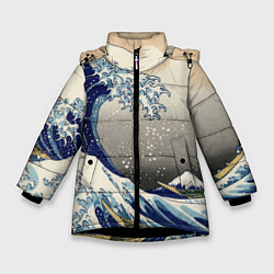 Куртка зимняя для девочки ЯПОНСКАЯ КАРТИНА, цвет: 3D-черный