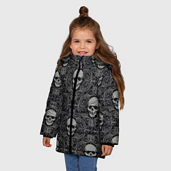 Куртка зимняя для девочки Орнамент Черепа, цвет: 3D-черный — фото 2