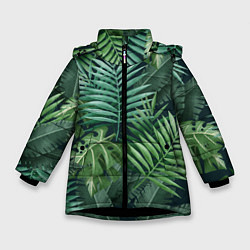 Куртка зимняя для девочки Тропики, цвет: 3D-черный