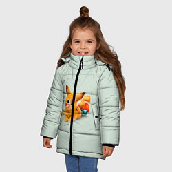 Куртка зимняя для девочки Котенок покемон пикачу арт, цвет: 3D-черный — фото 2