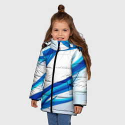 Куртка зимняя для девочки STRIPES BLUE, цвет: 3D-черный — фото 2