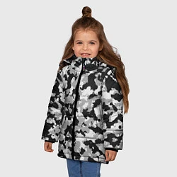 Куртка зимняя для девочки Камуфляж ЧБС, цвет: 3D-черный — фото 2