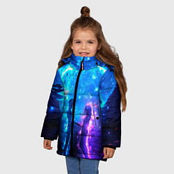 Куртка зимняя для девочки Внеземная пара луна ночь, цвет: 3D-светло-серый — фото 2