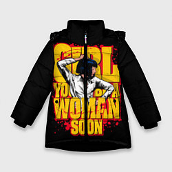 Куртка зимняя для девочки Криминальное чтиво, цвет: 3D-черный