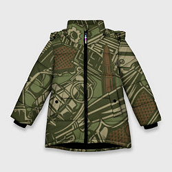Куртка зимняя для девочки Военный инвентарь Z, цвет: 3D-черный