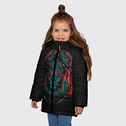 Куртка зимняя для девочки Лев на закате, цвет: 3D-черный — фото 2