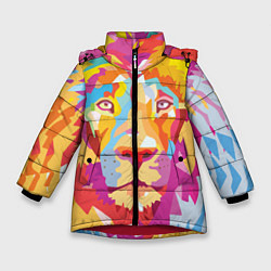 Куртка зимняя для девочки Акварельный лев, цвет: 3D-красный