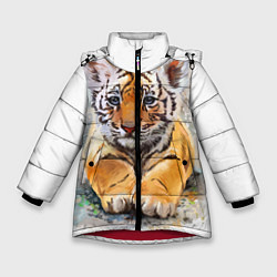 Куртка зимняя для девочки Tiger Art, цвет: 3D-красный