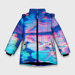 Куртка зимняя для девочки ГАВАЙИ ГЛИТЧ, цвет: 3D-черный
