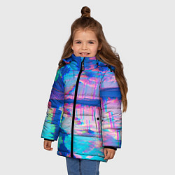 Куртка зимняя для девочки ГАВАЙИ ГЛИТЧ, цвет: 3D-черный — фото 2