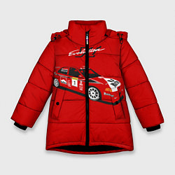 Куртка зимняя для девочки Mitsubishi Lancer Evolution VI, цвет: 3D-черный