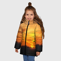 Куртка зимняя для девочки Закат, цвет: 3D-черный — фото 2