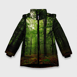 Куртка зимняя для девочки Лес, цвет: 3D-черный