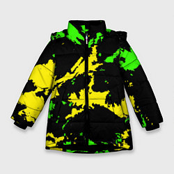 Куртка зимняя для девочки Желто-зеленый, цвет: 3D-черный