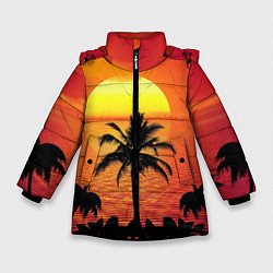 Зимняя куртка для девочки Пальмы на фоне моря