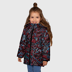 Куртка зимняя для девочки Абстракция Неони, цвет: 3D-красный — фото 2
