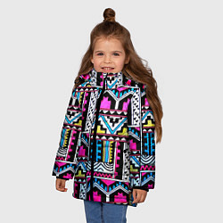 Куртка зимняя для девочки Ацтеки, цвет: 3D-черный — фото 2