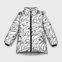 Куртка зимняя для девочки Черно-белые узоры, цвет: 3D-светло-серый