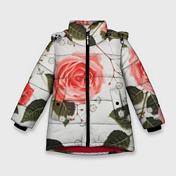 Куртка зимняя для девочки Нежные розы, цвет: 3D-красный