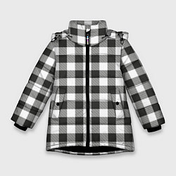 Куртка зимняя для девочки Черно-белая клетка, цвет: 3D-черный