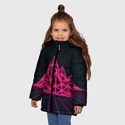 Куртка зимняя для девочки Неоновые Горы, цвет: 3D-черный — фото 2