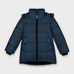 Куртка зимняя для девочки Темно синяя Клетка, цвет: 3D-черный