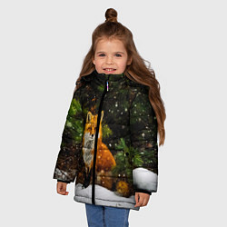 Куртка зимняя для девочки Лиса и снег, цвет: 3D-черный — фото 2