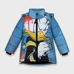 Куртка зимняя для девочки Дональд Дак, цвет: 3D-черный