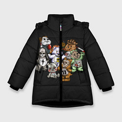 Куртка зимняя для девочки Страшные Мишки, цвет: 3D-черный