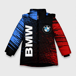 Куртка зимняя для девочки BMW ТЕКСТУРА, цвет: 3D-черный