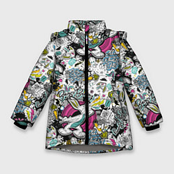 Куртка зимняя для девочки Багз Банни, цвет: 3D-светло-серый