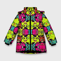 Куртка зимняя для девочки БЕЗУМИЕ, цвет: 3D-черный