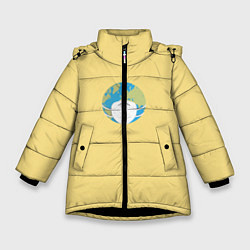 Куртка зимняя для девочки Земля в маске, цвет: 3D-черный