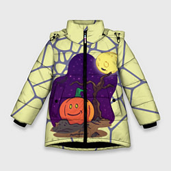 Куртка зимняя для девочки Halloween Мозайка, цвет: 3D-черный