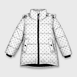 Куртка зимняя для девочки Сердечки черные на белом, цвет: 3D-черный