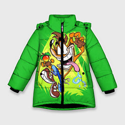 Куртка зимняя для девочки CRASH BANDICOOT, цвет: 3D-черный