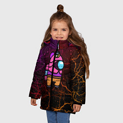 Куртка зимняя для девочки Among Us x Brawl Stars, цвет: 3D-черный — фото 2