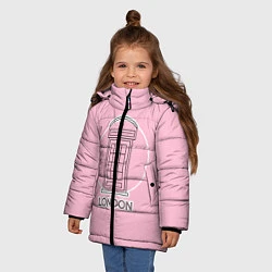 Куртка зимняя для девочки Телефонная будка, London, цвет: 3D-черный — фото 2