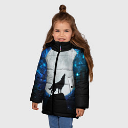 Куртка зимняя для девочки Волк воющий на луну, цвет: 3D-красный — фото 2