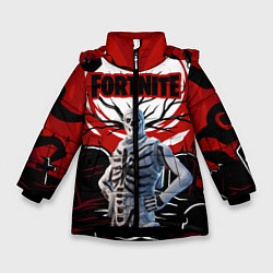 Куртка зимняя для девочки СКЕЛЕТ FORTNITE, цвет: 3D-черный