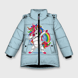 Куртка зимняя для девочки Единорог Dab, цвет: 3D-черный
