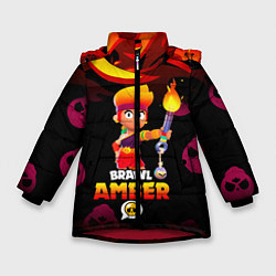 Куртка зимняя для девочки BRAWL STARS AMBER, цвет: 3D-красный